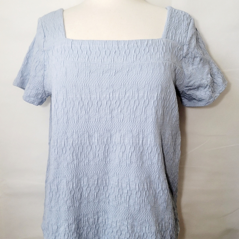 Lucky Brand Blue Textured Top Shirt Medium